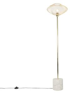 Designová stojací lampa bílá s mosazí - Ella