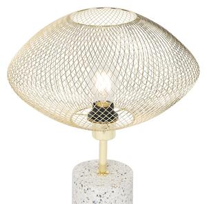 Designová stolní lampa bílá s mosazí - Ella