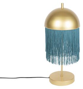 Orientální stolní lampa zlatá se zelenými třásněmi - Fringle