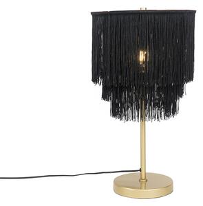 Orientální stolní lampa zlato černé odstín s třásněmi - Franxa