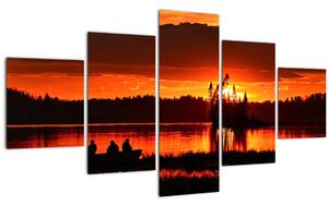 Obraz - Rybáři na jezeře (125x70 cm)