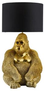 Designová glamour stolní lampa Tierra Glam se zlatou podstavou v podobě sochy sedící opice s černým stínítkem 54 cm