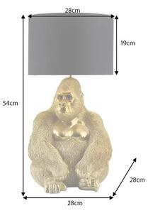 Designová glamour stolní lampa Tierra Glam se zlatou podstavou v podobě sochy sedící opice s černým stínítkem 54 cm