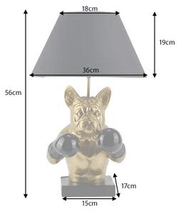 Glamour stolní lampa Pop Atelier s černým stínítkem a podstavou se zlatou sochou buldoka s boxerskými rukavicemi 56 cm