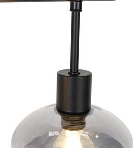 Art Deco závěsná lampa černá s kouřovým sklem 5 světel - Gil