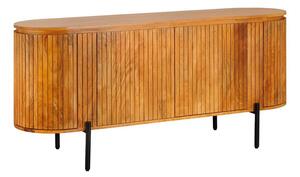 Moderní art deco oválný čtyřdveřový příborník Gatsby z mangového dřeva v přírodní hnědé barvě s lamelovým dekorem 160 cm