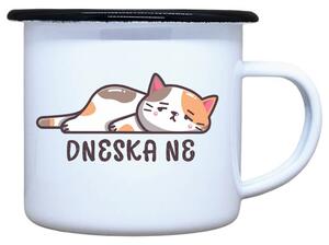 Smaltovaný plecháček s potiskem Dneska ne Objem: 330 ml