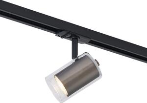 Moderní bodové svítidlo Gunmetal s čirým sklem pro 1fázový kolejnicový systém - Iconic Lloyd
