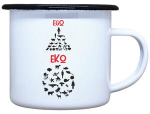 Smaltovaný plecháček s potiskem EGO EKO Objem: 330 ml