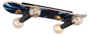 Nástěnná lampa černá s modrou 80cm - Skateboard