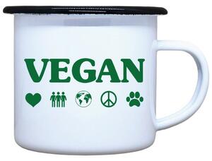 Smaltovaný plecháček Vegan symboly Objem: 330 ml