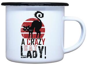 Smaltovaný plecháček Crazy cat lady Objem: 330 ml