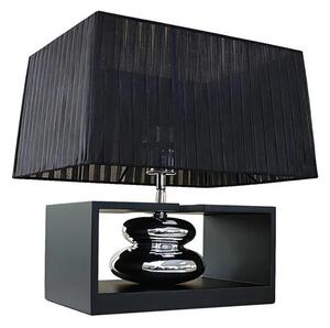Art deco stolní lampa Galla s polohovatelným organzovým stínítkem a designovou nohou v černé a stříbrné barvě 35 cm