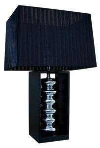 Designová glamour černá stolní lampa Galla s organzovým polohovatelným stínítkem a nohou s lesklým stříbrným akcentem 55 cm