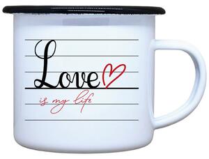 Smaltovaný plecháček Love is my life Objem: 330 ml