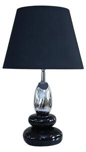 Art deco moderní stolní lampa Caillou s podstavou s designem oblázků v černé barvě se stříbrným detailem 45 cm