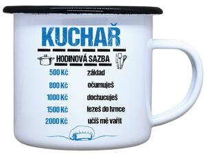 Smaltovaný plecháček Hodinová sazba kuchař, 330 ml