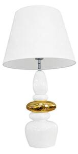Moderní art deco bílá stolní lampa Caillou se zlatým detailem s designem naskládaných kamenů a polohovatelným stínítkem 68 cm