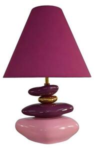 Glamour stolní lampa Caillou v odstínech fuchsiové a růžové se zlatým detailem a organickým designem kamenů 59 cm