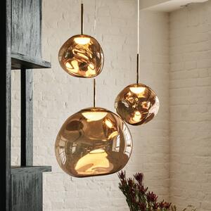 Tom Dixon závěsné světlo Melt, Ø 28 cm, bronzová barva, objímka, stmívatelný, Bronz / starožitná mosaz, Obývací pokoj / jídelna, Plast, Design