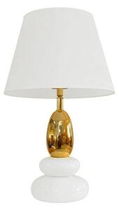 Glamour stolní lampa Caillou s designem oblázků v bílé barvě se zlatým detailem s polohovatelným stínítkem 45 cm