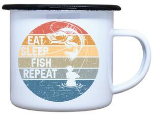 Smaltovaný plecháček Eat sleep fish Objem: 330 ml