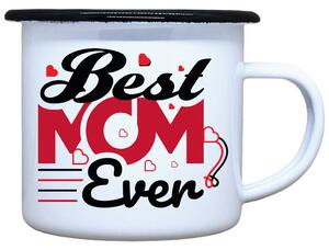 Smaltovaný plecháček Best mom ever Objem: 330 ml