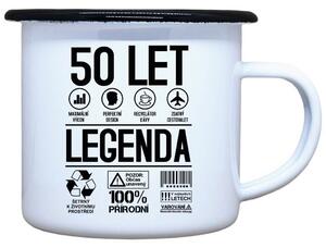 Smaltovaný plecháček 50 let legenda se symboly, 330 ml