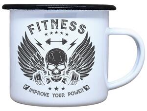 Smaltovaný plecháček s potiskem Fitness Objem: 330 ml