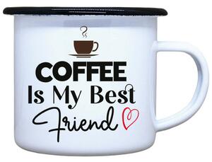 Smaltovaný plecháček Coffee is my friend Objem: 330 ml