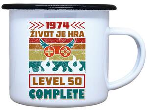 Smaltovaný plecháček Život je hra Objem: 330 ml