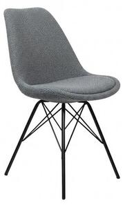 Designová retro jídelní židle Scandinavia s šedým žinylkovým potahem a černým kovovým nohama 50 cm
