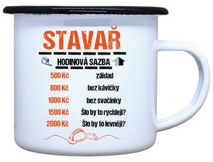 Smaltovaný plecháček Hodinová sazba Stavař, 330 ml