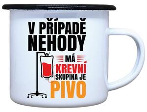 Smaltovaný plecháček Krevní skupina pivo Objem: 330 ml
