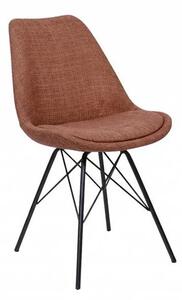Designová retro hnědá jídelní židle Scandinavia s čalouněním s žinylkovým potahem a černou kovovou podstavou 50 cm