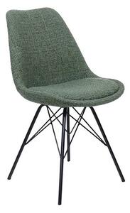 Skandinávská retro zelená jídelní židle Scandinavia s texturovaným žinylkovým čalouněním a černou kovovou podnoží 50 cm