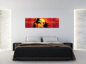 Obraz siluety ostrova s palmami (170x50 cm)