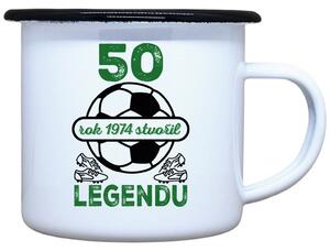 Plecháček s potiskem bílý 50 let legenda fotbal, 330 ml