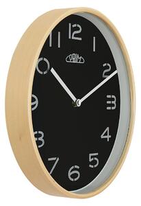 Dřevěné designové hodiny světle hnědé/černé Nástěnné hodiny PRIM Woody