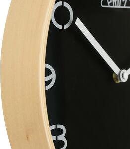 Dřevěné designové hodiny světle hnědé/černé Nástěnné hodiny PRIM Woody