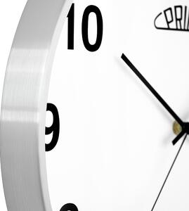 Designové kovové hodiny stříbrné Nástěnné hodiny PRIM Alfa