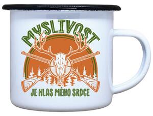 Plecháček s potiskem bílý Myslivost hlas srdce, 330 ml