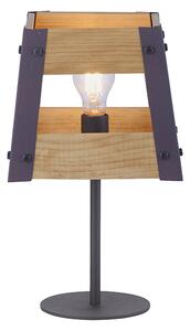 Průmyslová stolní lampa černá se dřevem - přepravka