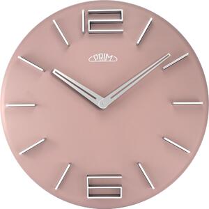 MPM Stříbrno-růžové nástěnné hodiny PRIM Pastel II E01P.4085.23
