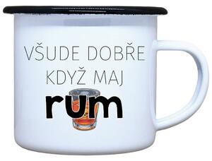 Plecháček s potiskem bílý Všude dobře rum, 330 ml