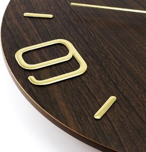Dřevěné designové hodiny tmavě hnědé Nástěnné hodiny PRIM Timber Noble I