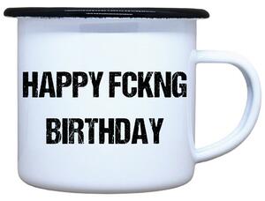 Plecháček s potiskem bílý Happy fckng Objem: 330 ml
