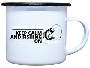 Plecháček s potiskem bílý Keep calm fishing, 330 ml