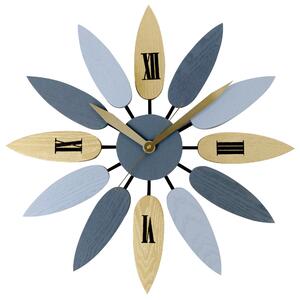 Dřevěné designové hodiny zlaté/šedé Nástěnné hodiny MPM Blossom Woody