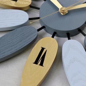 Dřevěné designové hodiny zlaté/šedé Nástěnné hodiny MPM Blossom Woody
